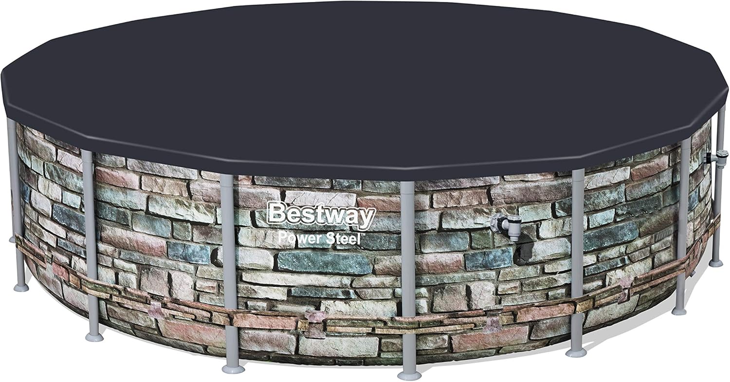 Bestway 56965E Power Steel 16' x 48" Set Above Ground Pool, Stone