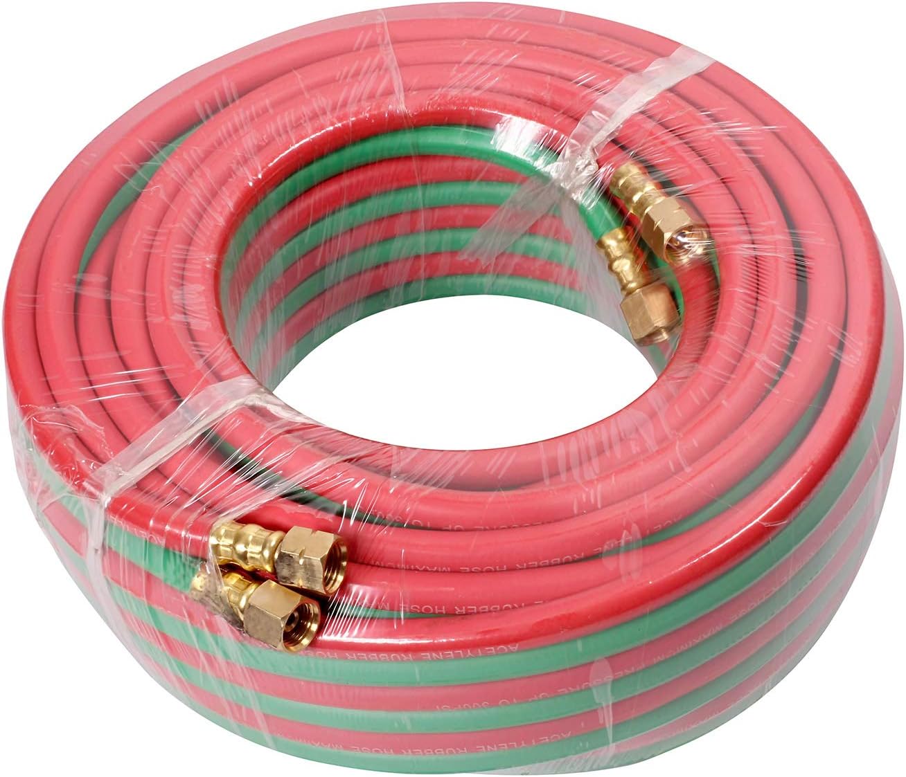 ABN Oxygen Acetylene Hose 1/4 Inch B Fittings Twin Welding Hose Oxy Acetylene Torch Hose Cutting Torch Hoses, 25 Foot