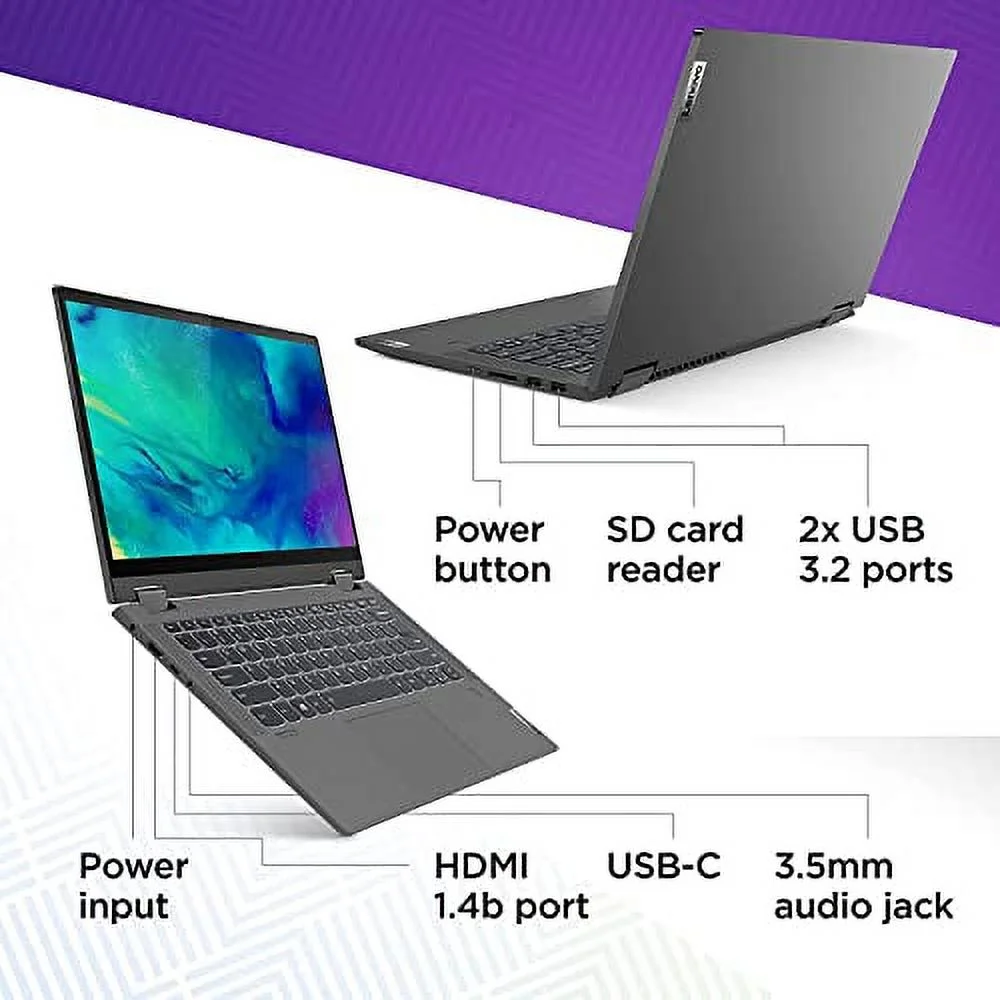 Lenovo IdeaPad Flex 5 Laptop, 14" FHD IPS 2-in-1 Touch Display, AMD Ryzen 5 5500U, Wi-Fi 6, Webcam, Fingerprint, 12hr LongBattery Life, Type-C, w Digital Pen (16GB RAM | 512GB PCIe SSD)