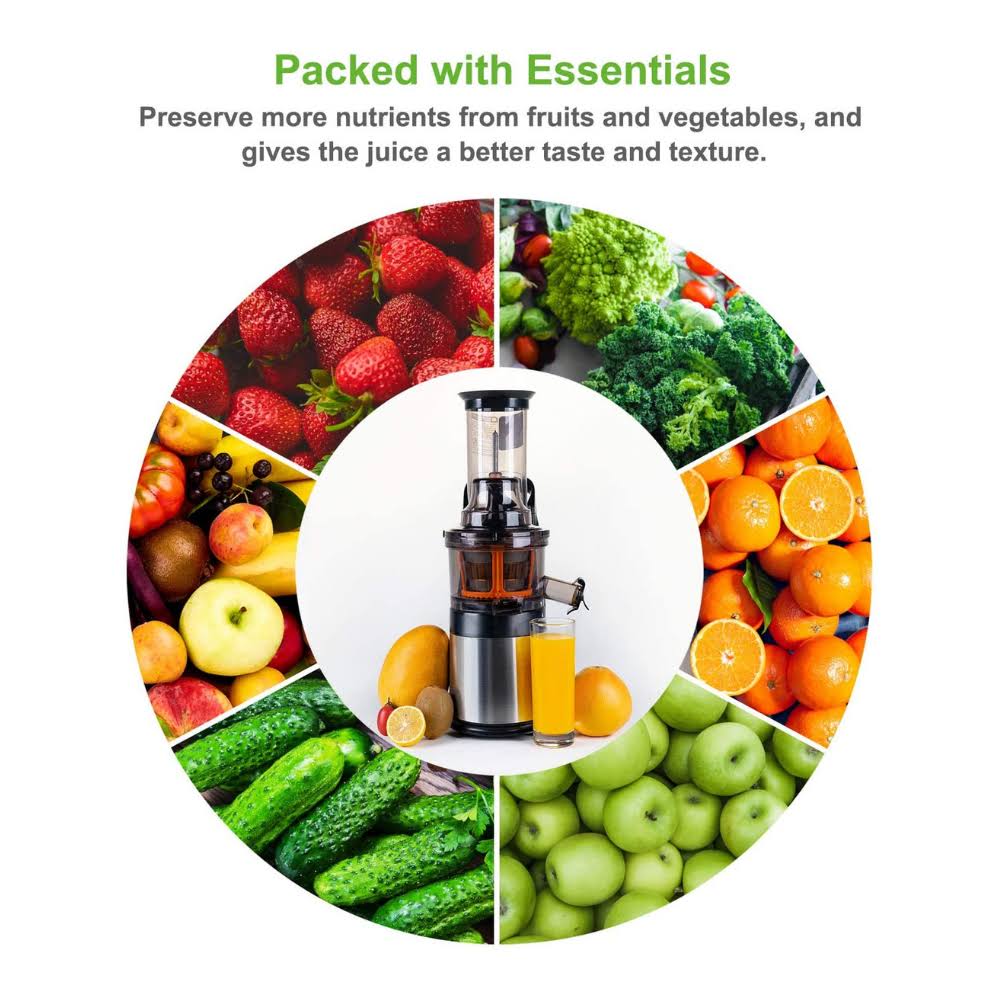 Ventray Masticating Juicer - Slow Cold Press Juice Maker - Black