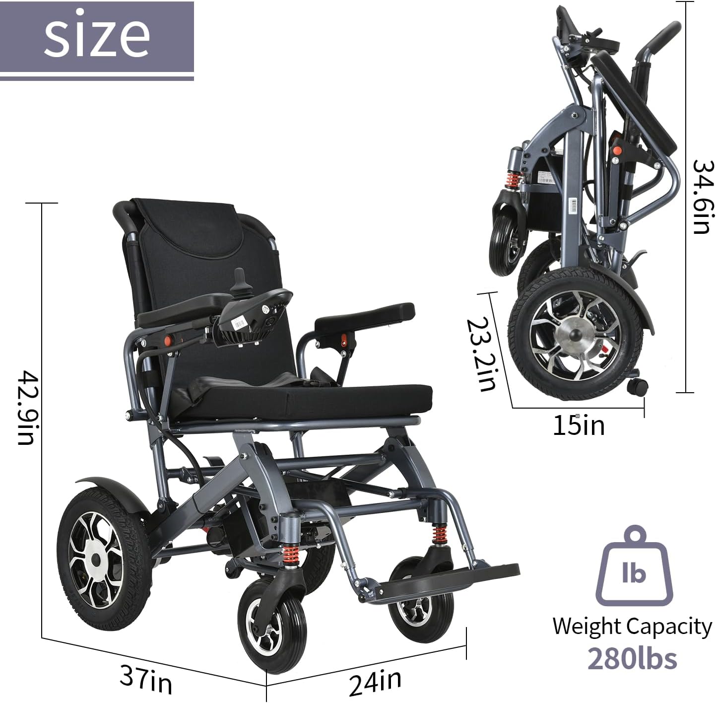 20 Miles Long Travel Range Electric Wheelchair for Adults,600W Motors Intelligent Power Wheelchair Lightweight Foldable All Terrain Motorized Wheelchair for Seniors,Only 50.7lbs-Airline Approved