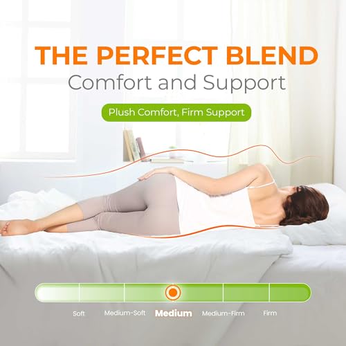 6/8/10/12 King Cooling Green Tea Gel Memory Foam Medium-Firm Mattress Pressure Relief CertiPUR-US Certified Mattress-in-a-Box Kids and Adults No Fiberglass (King, 10 in)