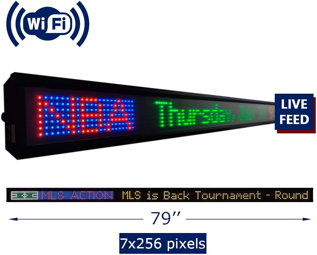 Tickercom Game Day Sports Ticker 59-69-79 Inch LED Sign Live Content, Display Sports Scores, Odds, Breaking News Mancave Stuff for Men