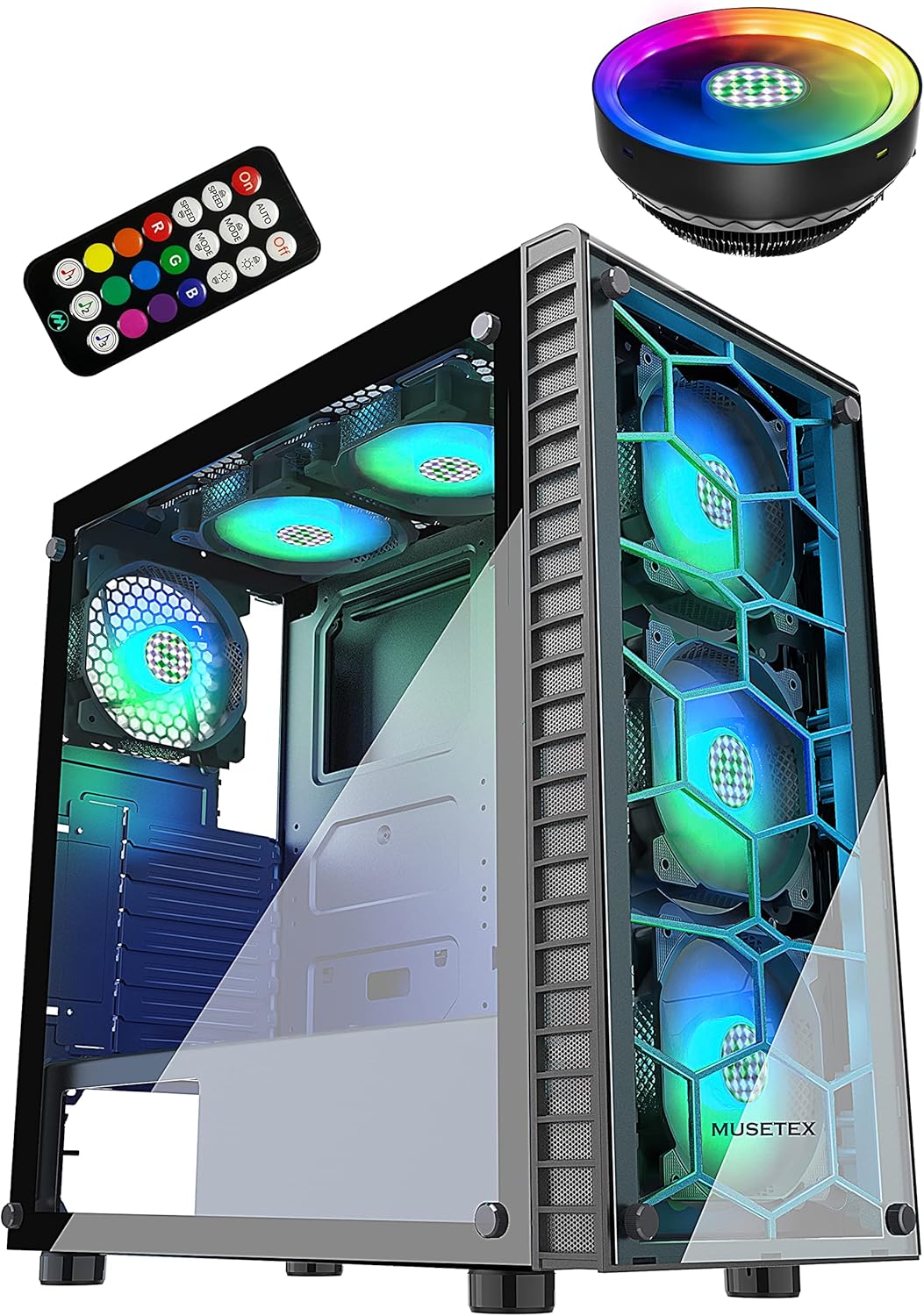 MUSETEX ATX PC Case MN6-B Bundle with CPU Fan