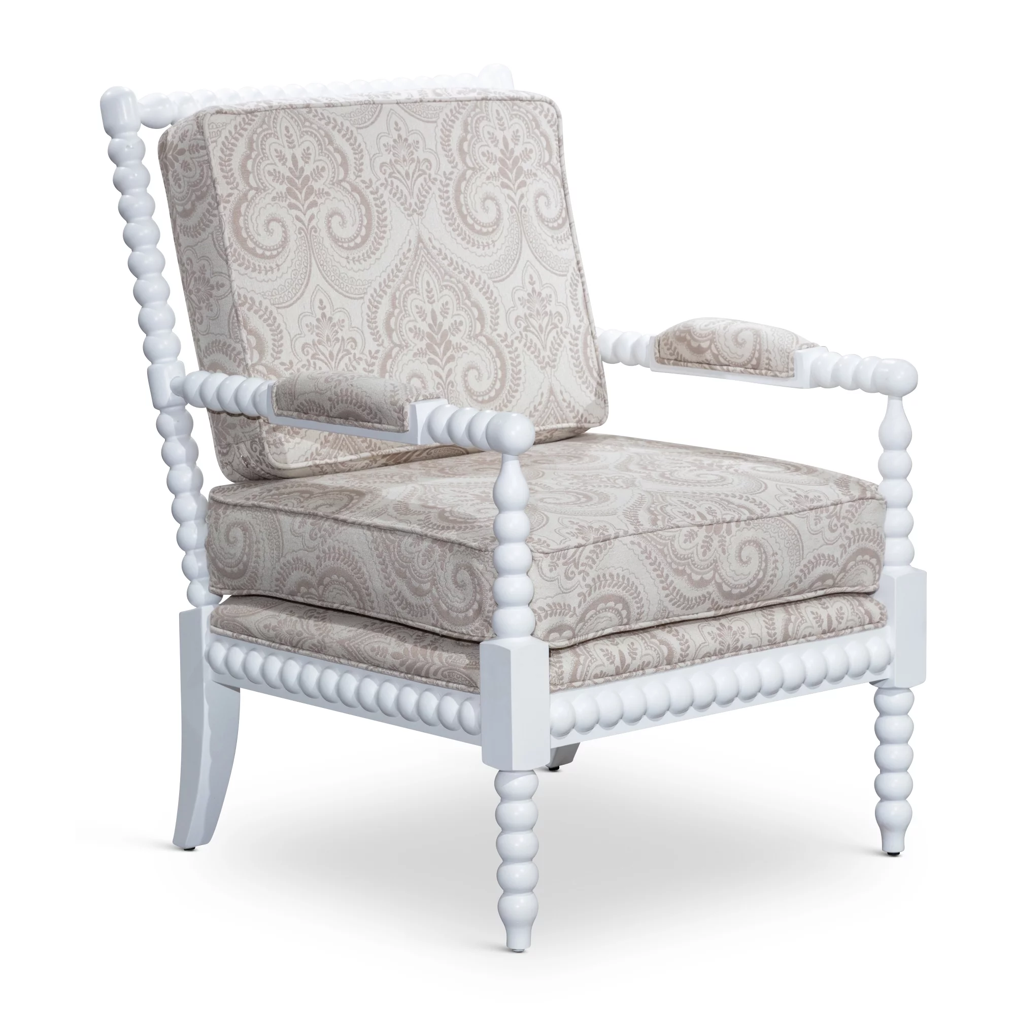 DTY Indoor Living Silverthorne Spindle Chair White/Taupe Paisley
