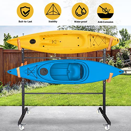 Freestanding Kayak Storage Rack 2 Kayaks/4 Kayaks, Kayak Racks for Outdoor Storage, Kayak Stand Heavy Duty Storage for Kayaks, Canoes, SUP and Surfboards