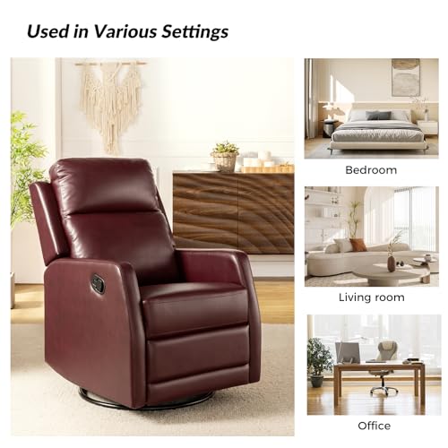 HULALA HOME Recliner Chair Set of 2 Reading Chair, Leather Recliner Rocking 360 Degree Swivel Chair, Wingback Armchair Theater Seating Lounge Sofa for Living Room Bedroom