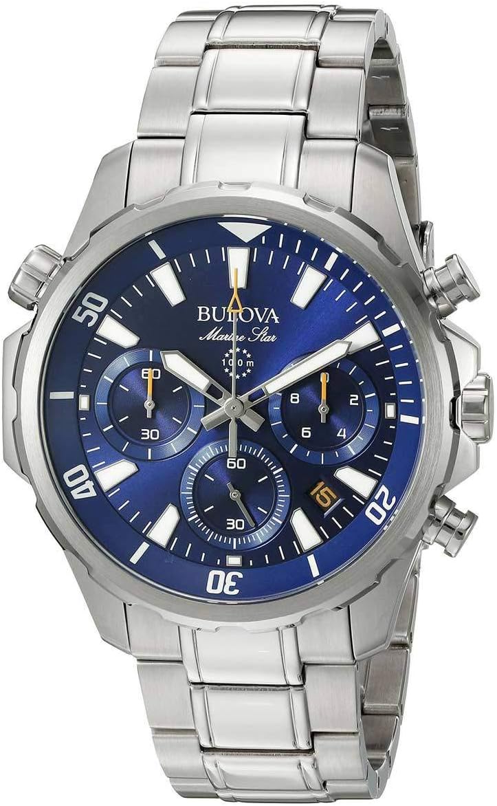 Bulova Men's Chronograph Quartz Watch with Stainless Steel Strap 96B256, Blue, Bracelet