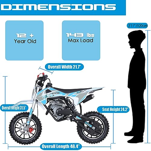 SYX MOTO 58CC Dirt Bike for Kids, Off Road Mini Bike Pit Bike with 4-Stroke Gas Powered Real Motorcycle Engine, Automatic Transmission and Pull Start, Up to 22 Mph, EPA Approved(GREENWHITE)