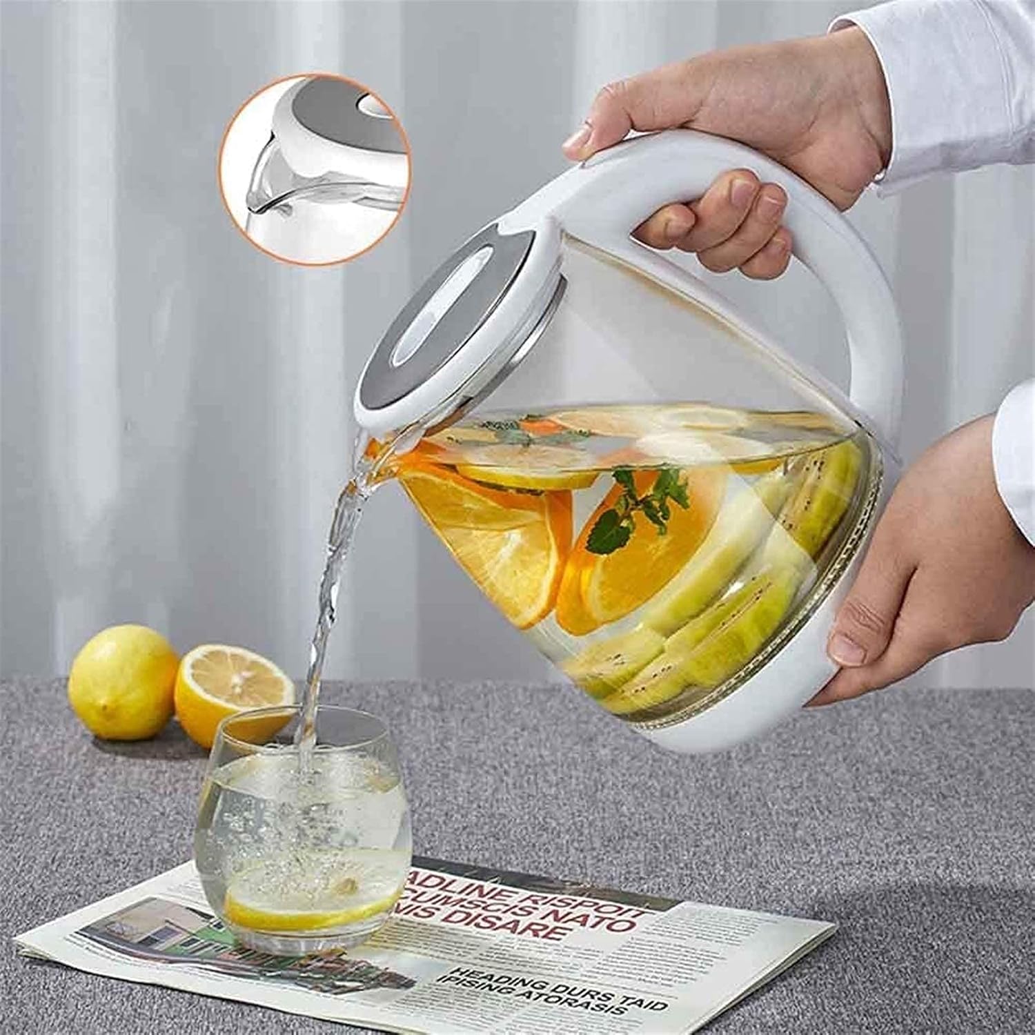 Kettles, Glass Kettles for Boiliwater Tea Pot 1.8L Fast Boil Water Kettle with Illuminated Led, Auto-Off & Boil-Dry Protection - for Hot Water Tea & Coffee Maker