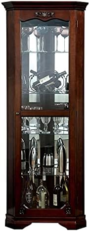 Furniture of America Lennie Wood Corner Curio Cabinet with Glass Door in Walnut