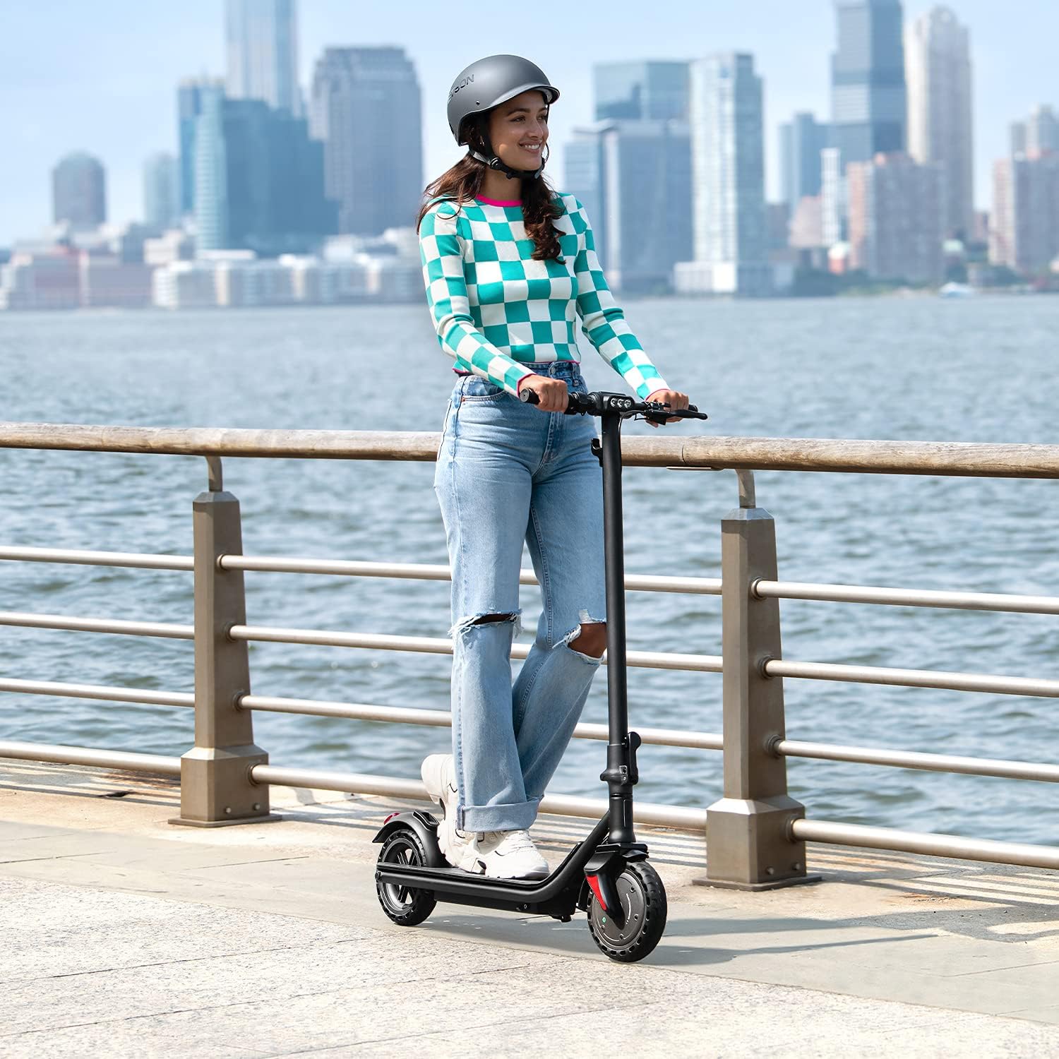 Jetson Racer Electric Scooter, 15 miles per hour, 16 miles Max Range, Twist Throttle, 250-Watt Motor, LCD Display, 3 Speed Modes, Ages 12+, Black, JRACER-BLK
