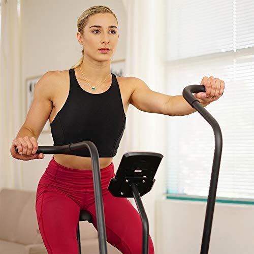 Sunny Health & Fitness Air Bike Fan Exercise Bike with Digital Monitor, Full Motion Arm Exercisers, and Adjustable Seat