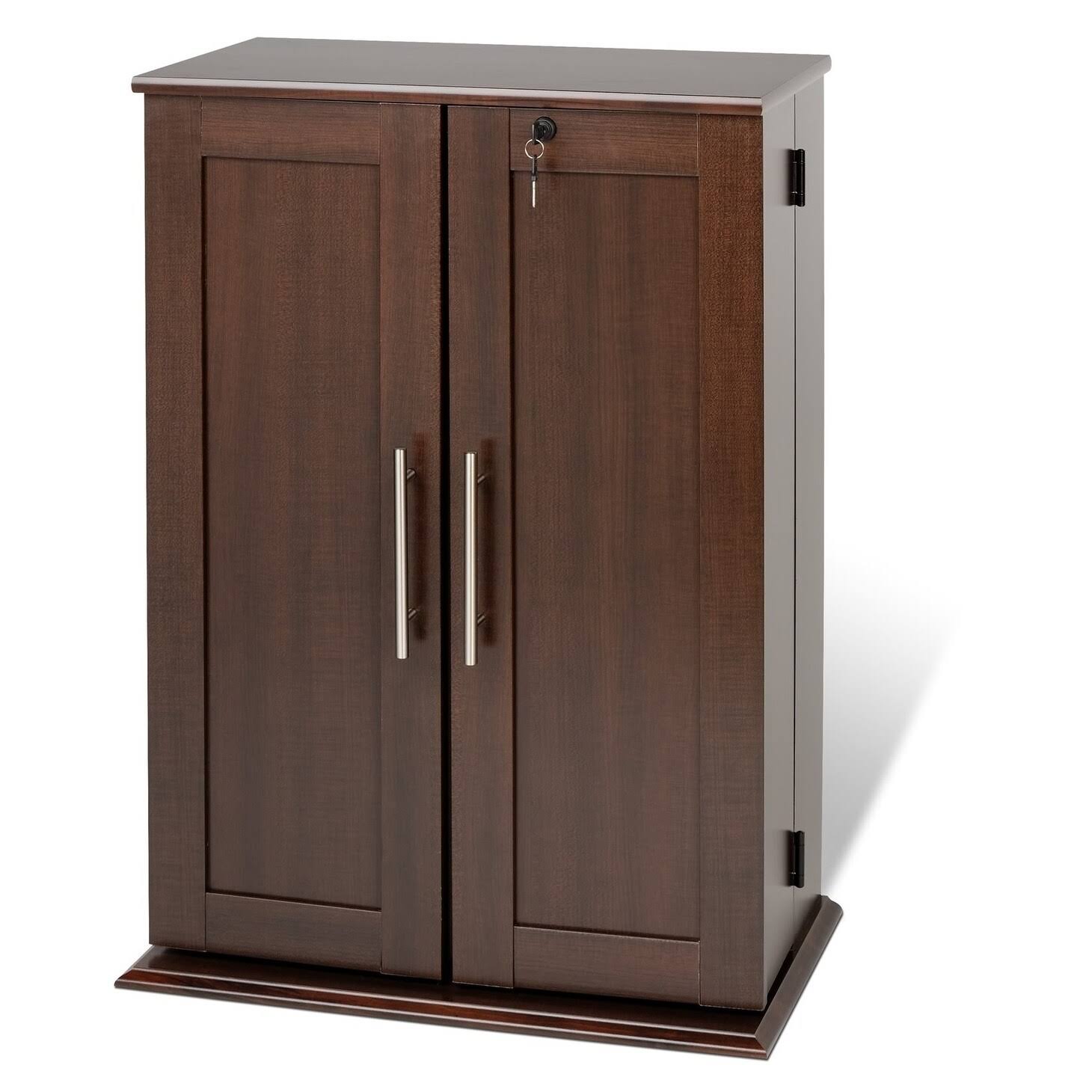 Prepac Locking Media Storage Cabinet With Shaker Doors, Espresso