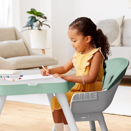 8 in 1 Baby High Chair,Convertible Highchair for Babies and Toddlers with Double Removable Dishwasher Tray,Safety Harness and Detachable PU Cushion,Grows with Baby