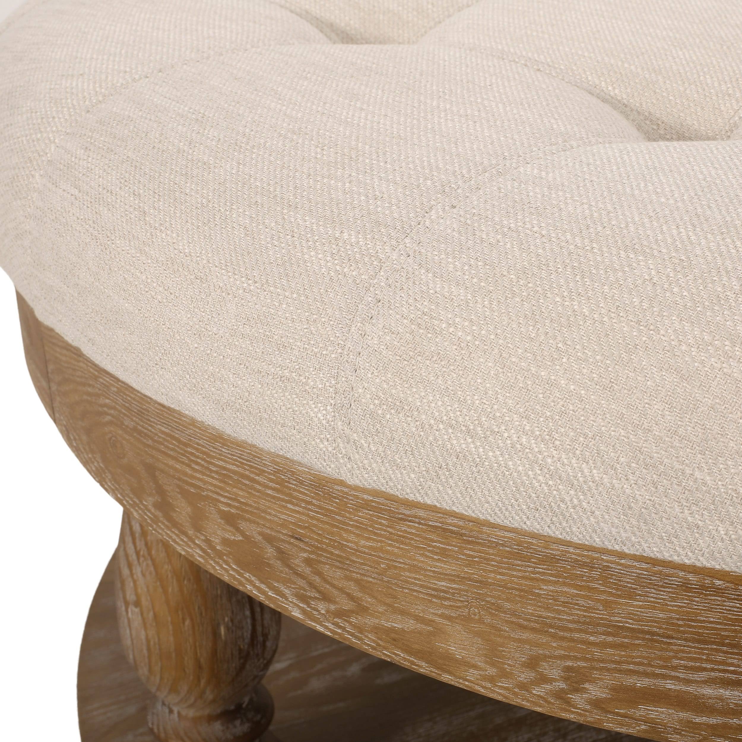 Christopher Knight Home Francis Contemporary Fabric Round Ottoman, Charcoal and Gray