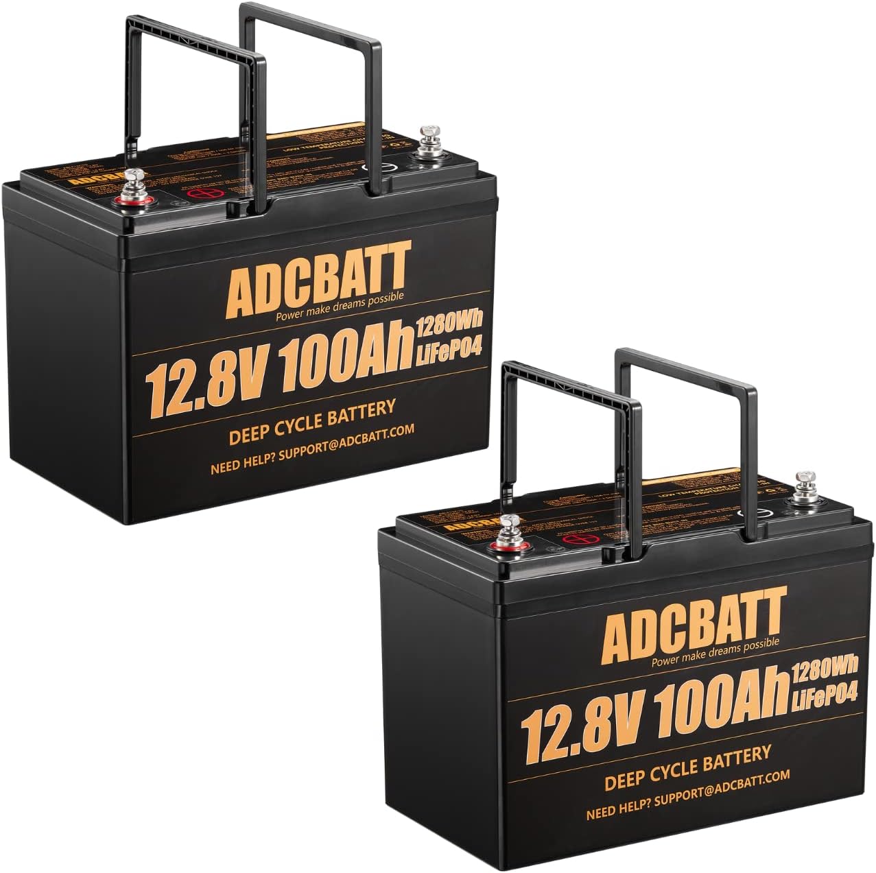 ADCBATT LiFePO4 Battery 100AH, 12V Lithium Battery, 3500-8000 Deep Cycle Battery, Built-in 100A BMS, Ideal for Replacing 200Ah AGM/SLA Battery, for Trolling Motor, RV, Marine Battery, Solar, Off-Grid