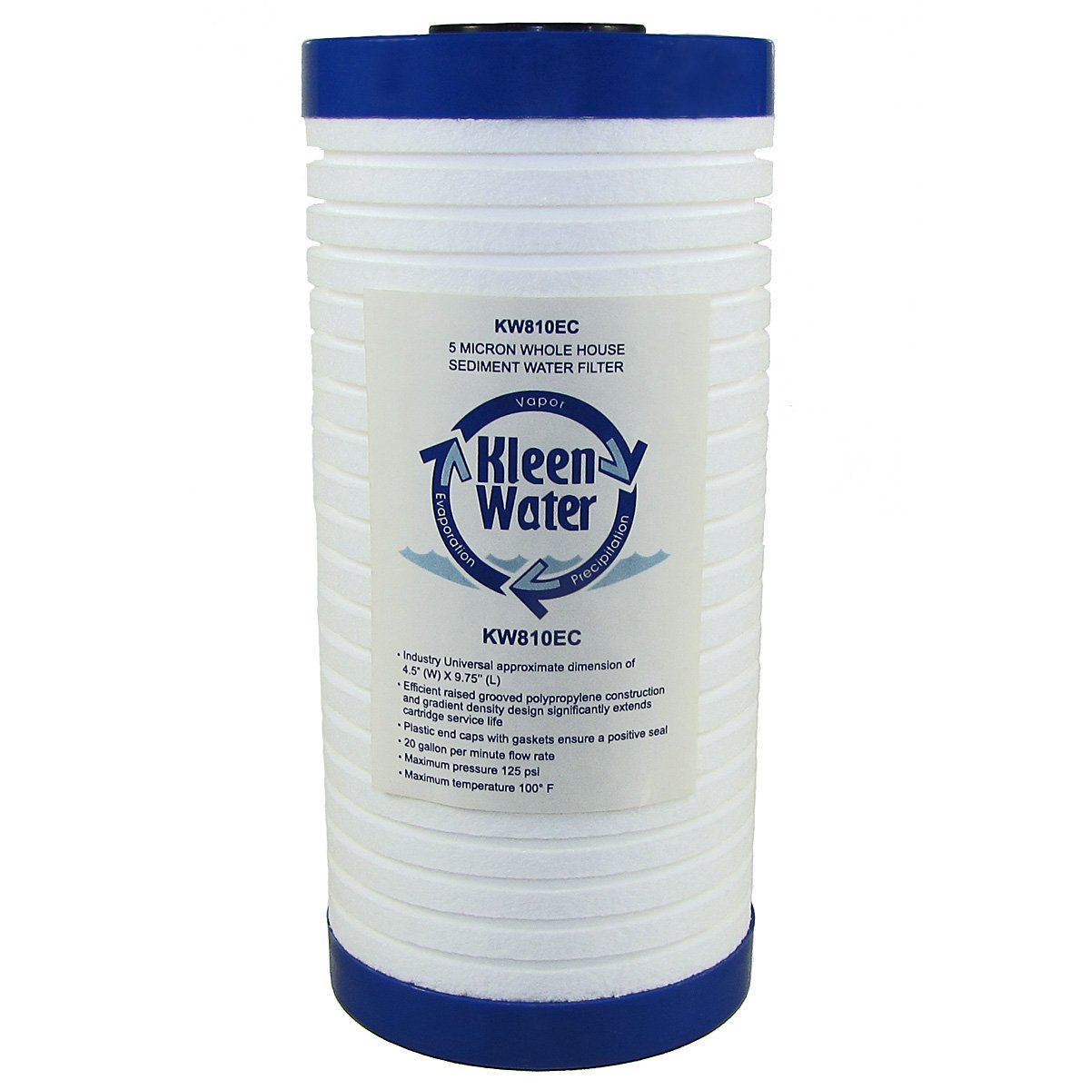 KleenWater Premier Whole House Water Filter System with 3/4 Inch Inlet/Outlet, Dirt Sediment Cartridges 4.5 x 9.75 Inch (3), Transparent Housing (1), Bracket (1) & Wrench (1)