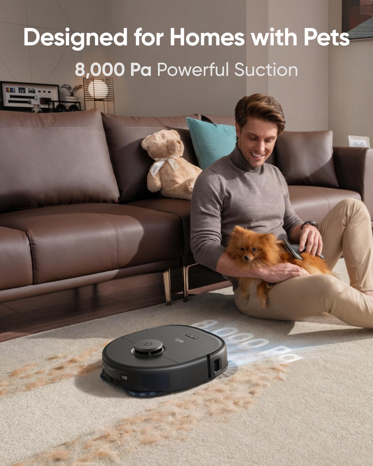 eufy X10 Pro Omni Robot Vacuum and Mop with 8,000 Pa Suction, Dual Mops with 12 mm Auto-Lift and Carpet Detection, AI Obstacle Avoidance, Auto Mop Washing, Auto Drying, Self-Emptying (Renewed)