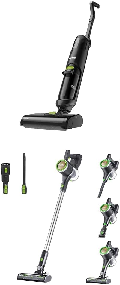Bundle of Eureka Cordless Wet Dry One Hard Floor Cleaner with Self System NEW400, (Black) + Eureka Cordless Stick Vacuum Cleaner for Home, NEC370GR, Green