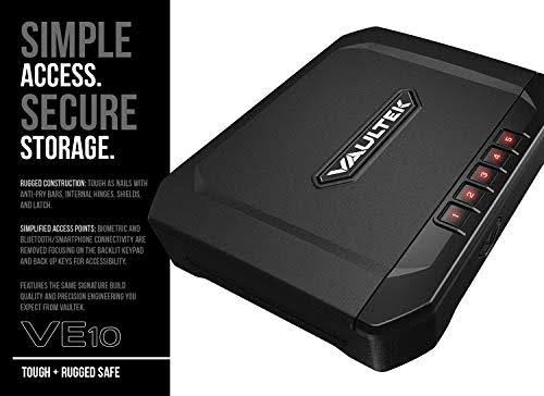 Vaultek Essential Series Quick Access Portable Safe Auto Open Lid Rechargeable Lithium-Ion Battery (SE20 (Slider Safe))