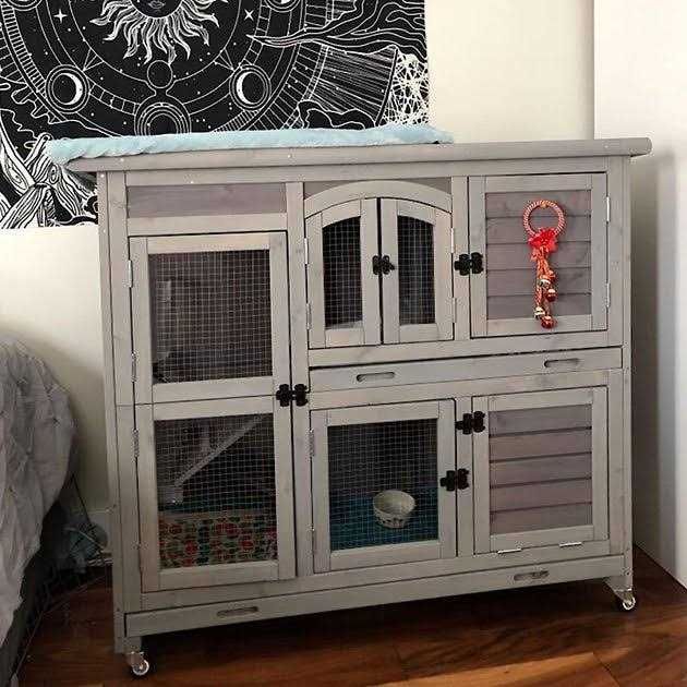 Aivituvin 2 Story Rabbit Hutch on Wheels AIR06-C - Pet Supplies online store