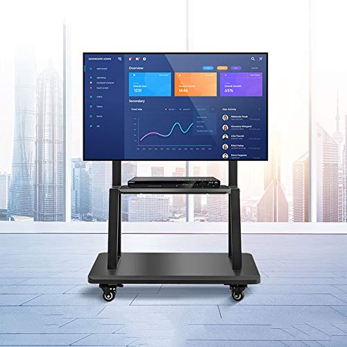 TV Floor Mount Height Adjustable TV Stand with Adjustable Shelf and Carry Brake Universal Wheels 55/65/75 Inch Universal TV 200 Lbs in Total Integrated Cable Management (H)