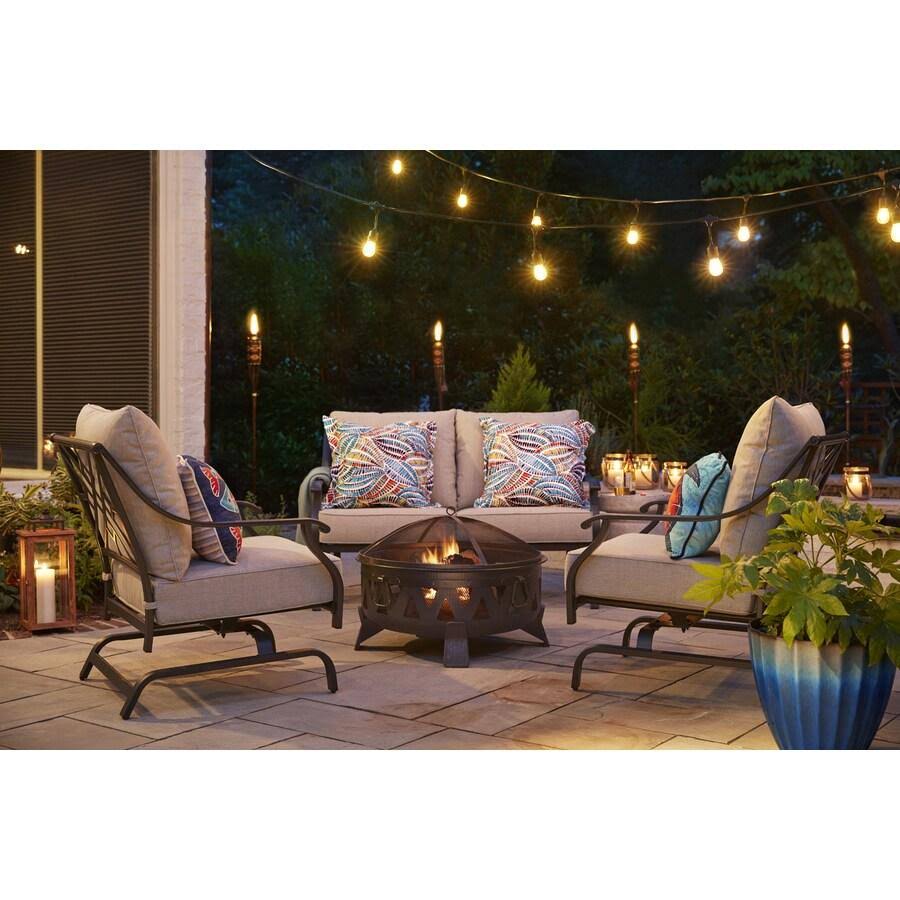 Garden Treasures 29.92-in W Antique Black Steel Wood-Burning Fire Pit