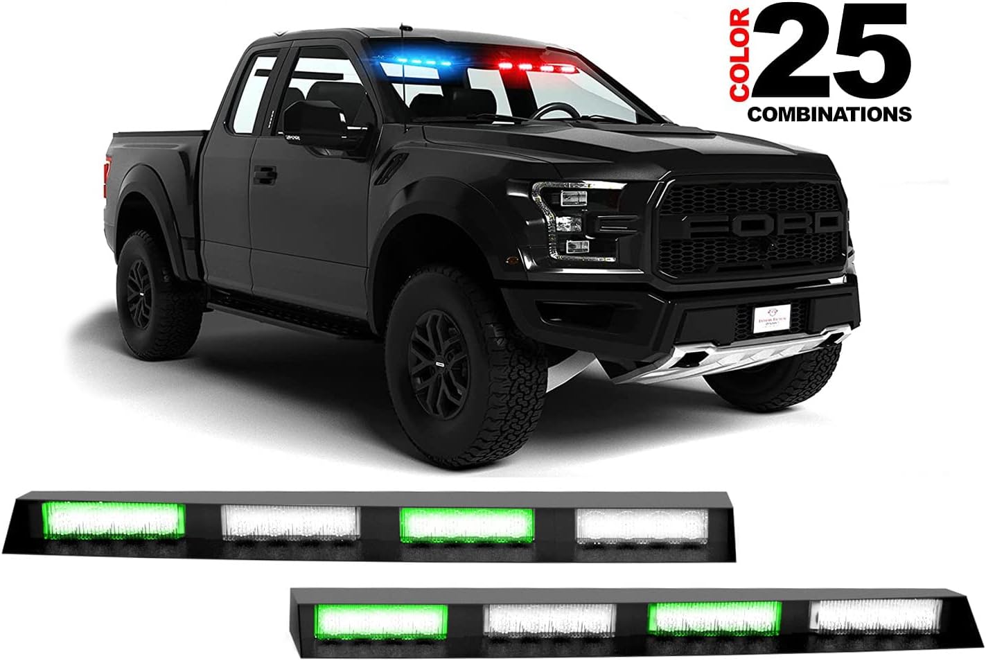 Extreme Tactical Dynamics Elemental 40 Visor Light LED Strobe Visor Light Interior Windshield Light Bar Split Mount Emergency Lights - Blue/White