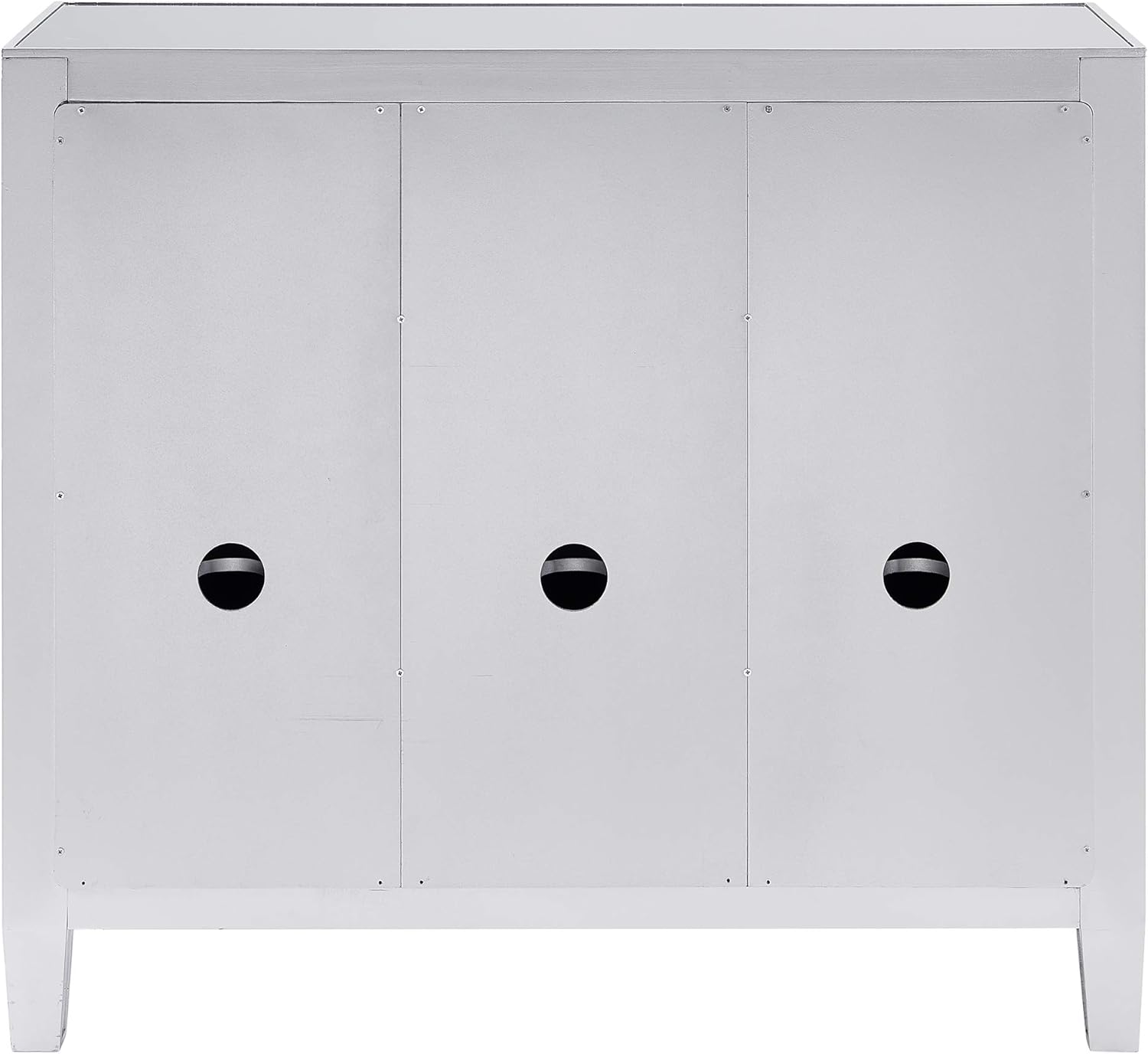 SEI FURNITURE Mirage Cabinet, Mirrored with matte silver trim.