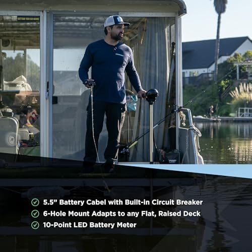 Newport Vessels Newport Pontoon-Series 55lb Thrust Saltwater Electric Pontoon Trolling Motor with Deck Mount Bracket & 55" Shaft