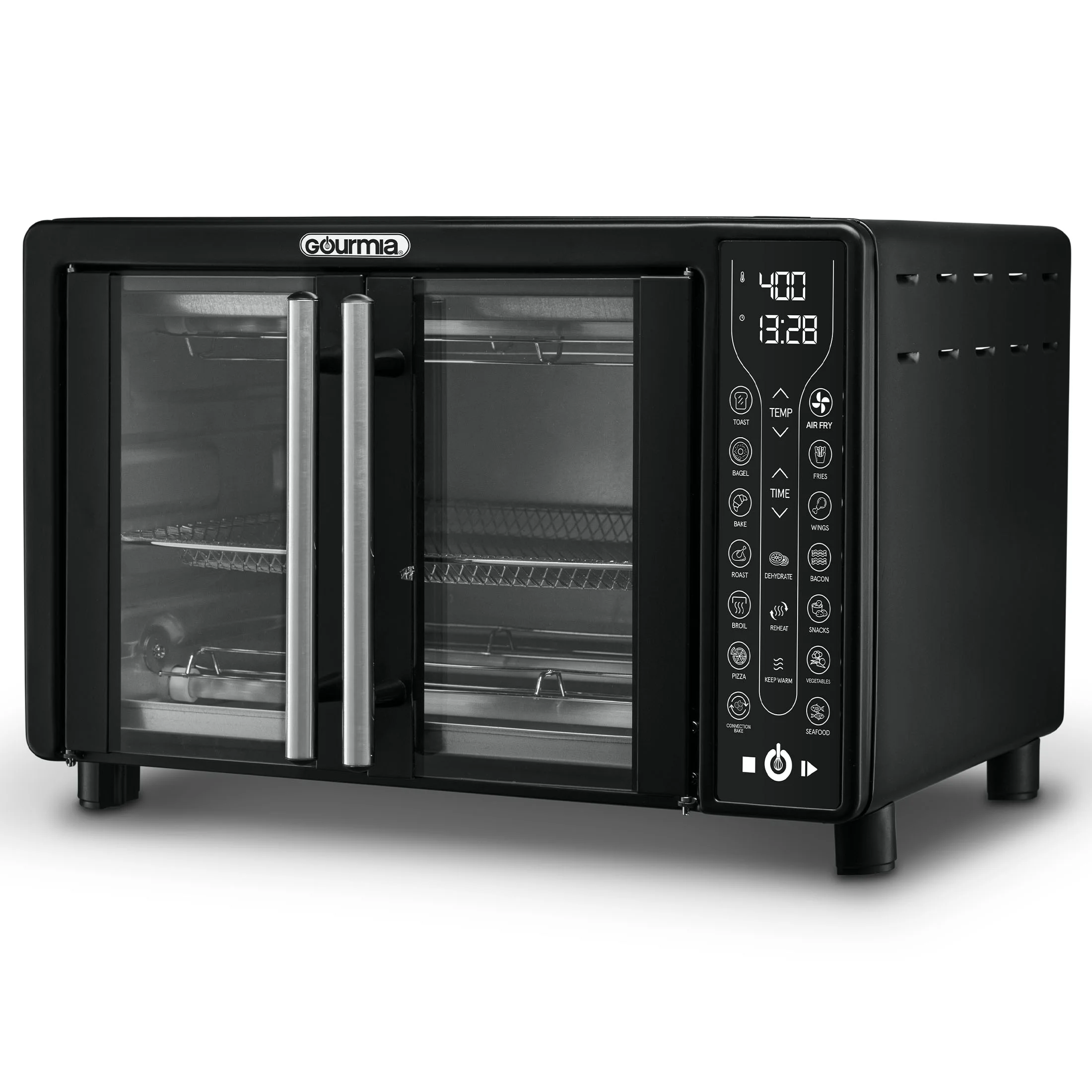 Digital French Door Air Fryer Toaster Oven, Black