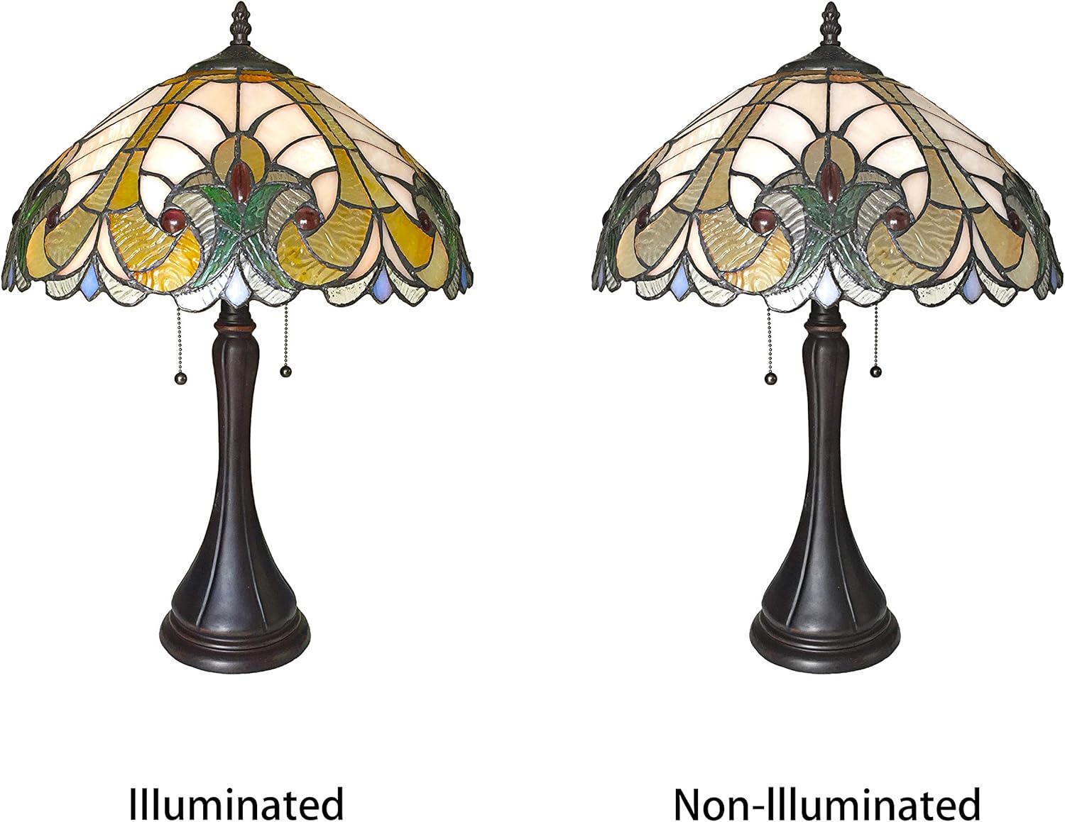 Tiffany-Style 2 Light Victorian Table Lamp 16" Shade
