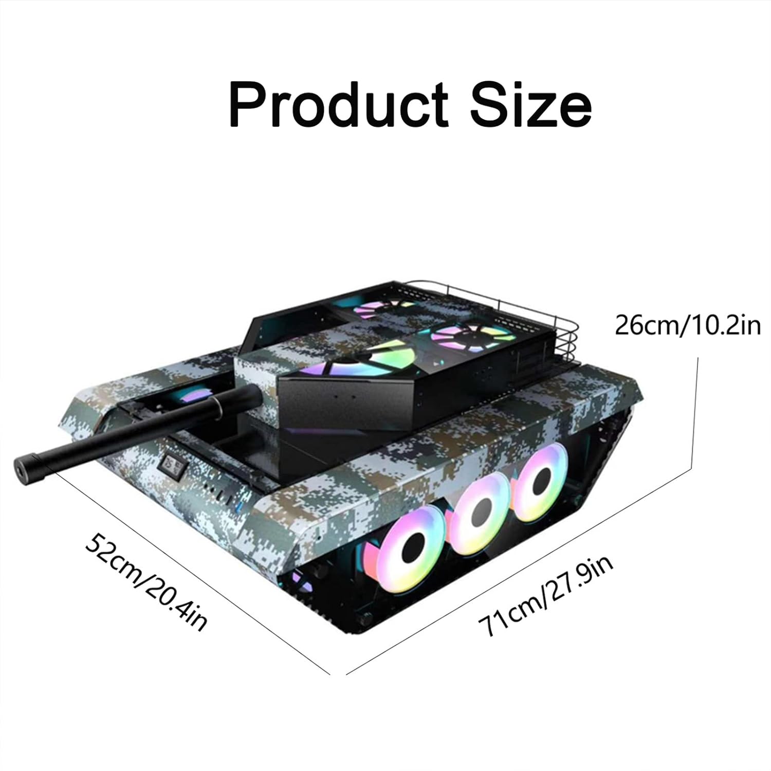 EEKBNEJQ Tank Computer Case Gaming Tank Pc case Mid-Tower ATX Case,E-Sports Game Chassis, Supports E-ATX ATX M-ATX MIN-ATX Size Motherboard, Supports air-Cooled and Water-Cooled Heat Dissipation