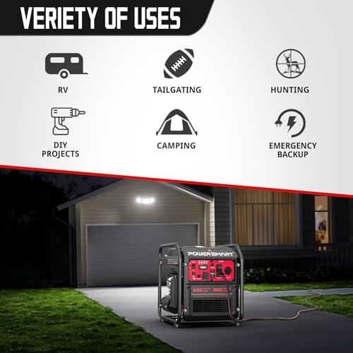 PowerSmart 4400-Watt Portable Generator with Inverter Technology, RV Ready 30A Outlet, Gas Powered, EPA Compliant, Lightweight & Quiet for Home Use, Camping Outdoor