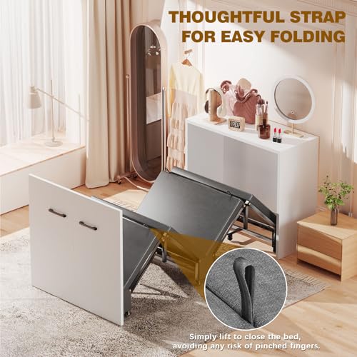 2 in 1 Murphy Bed Cabinet, Hide a Bed Cabinet, Folding Beds into Cabinets, Space-Saving Pull Out Murphy Beds Chest for Small Place Office Nap - Cot Size: 75" x 29"