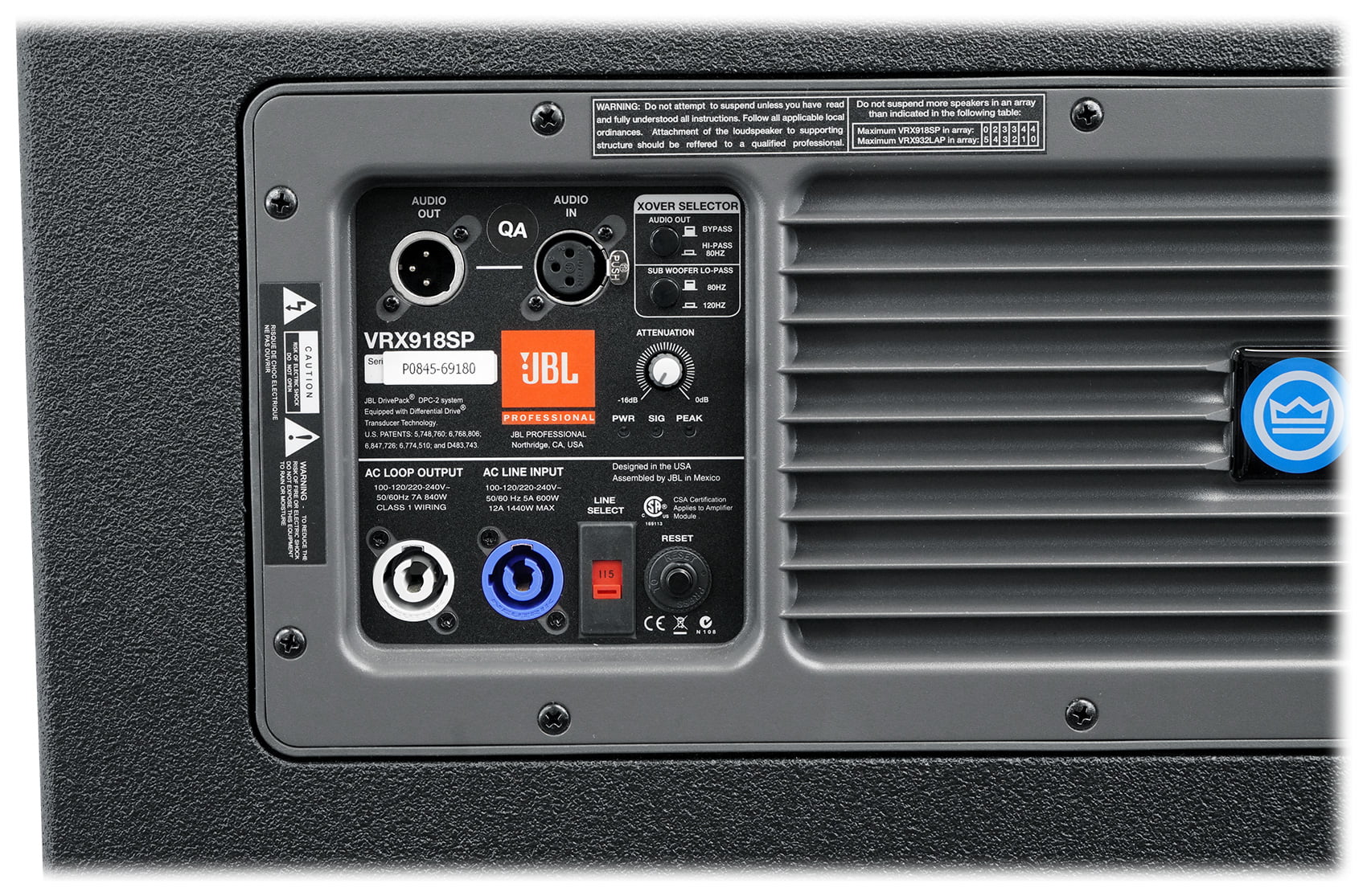 JBL VRX918SP Powered Active 18" 1500w Flyable Suspendable Subwoofer Sub w/DSP