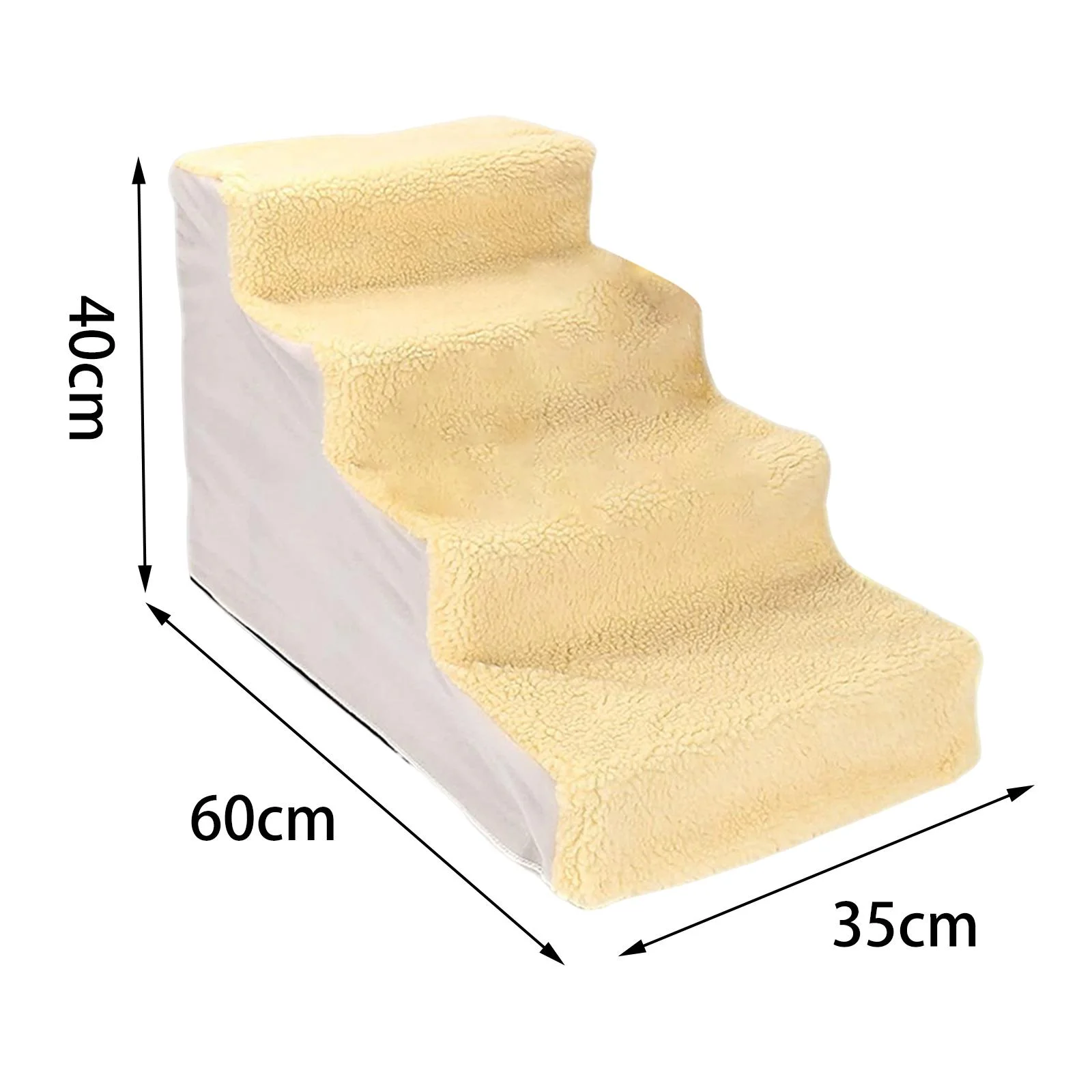 Portable Dog Stairs Ladder Ramp Warm Cover Non Slip Detachable Climbing Washable Stairs Step Pet Supplies for High Bed Indoor , Yellow