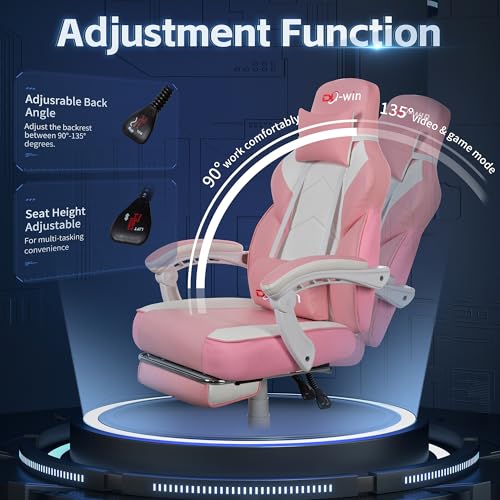 Gaming Chairs for Adults, Computer Chair with Footrest and Ergonomic High Back, Big and Tall Gamer Chairs with Massage Lumbar Support, 360° Swivel Height Adjustable, Blue
