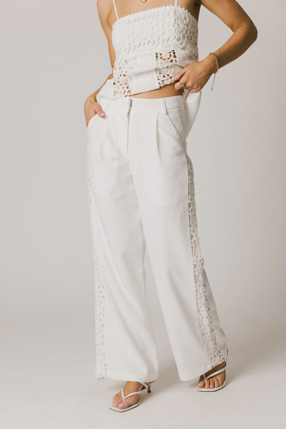 Karie Crochet Pants in White - FINAL SALE