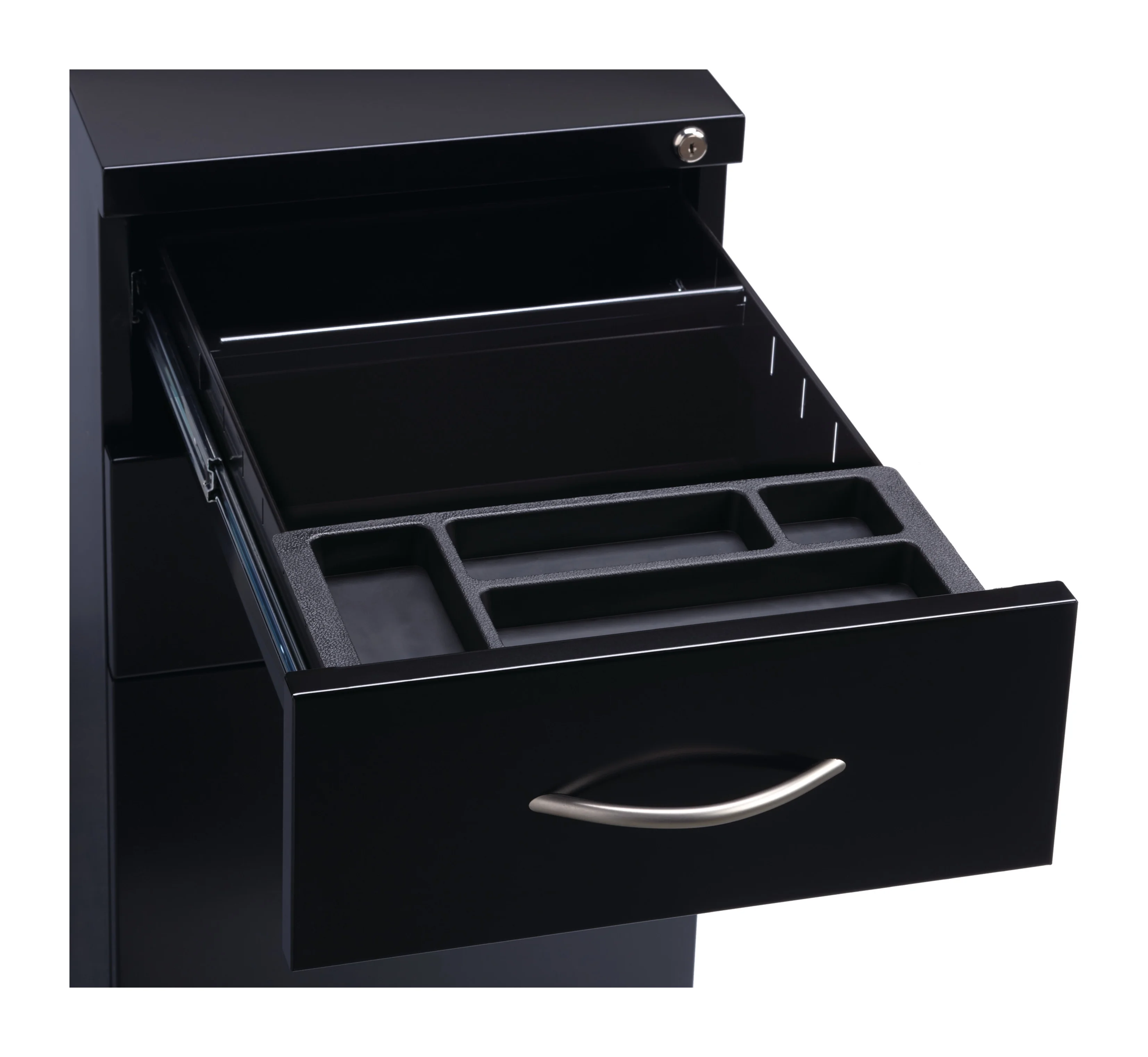 Hirsh 23" Deep Mobile Pedestal File Cabinet 3 Drawer Box-Box-File, Letter Width, Black