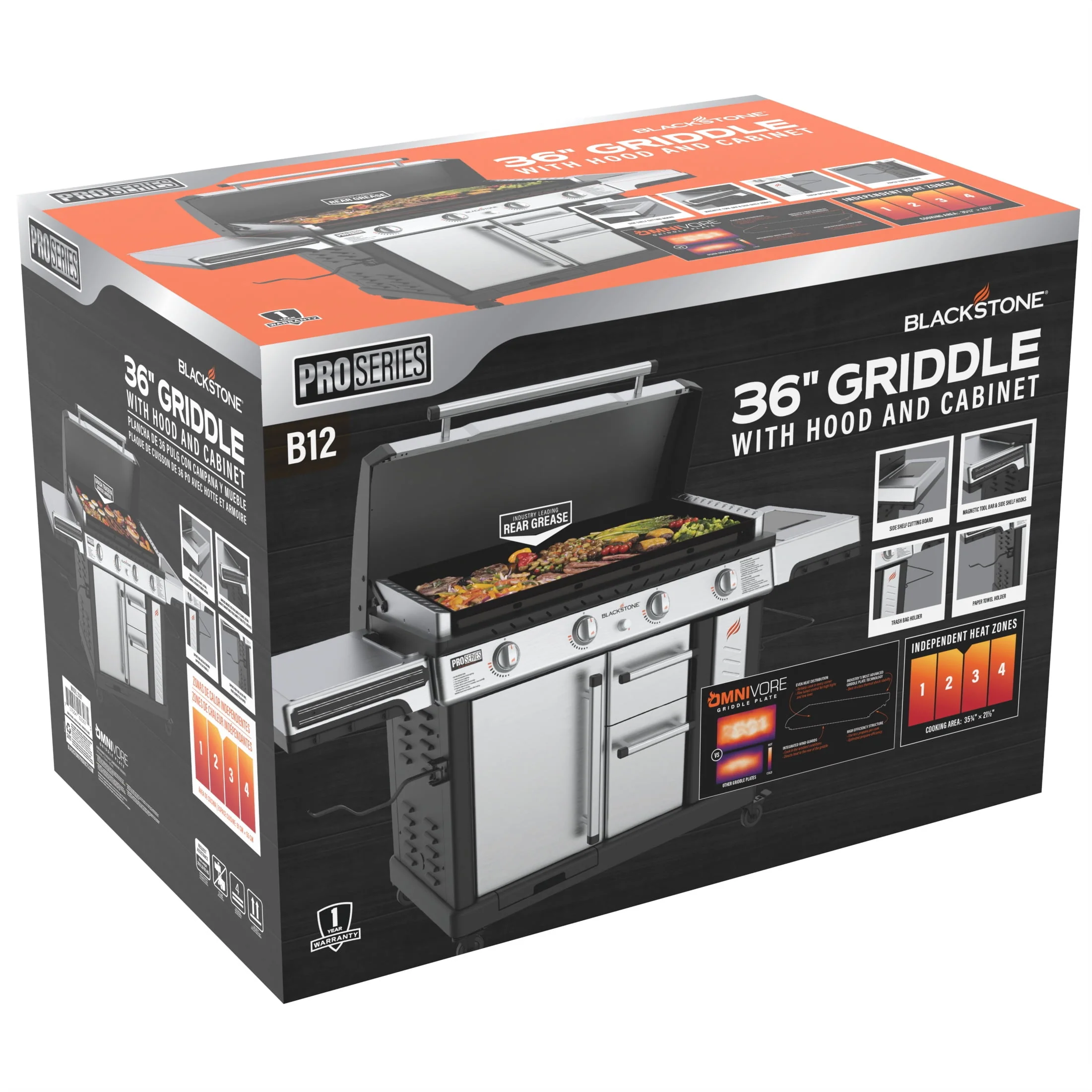 Blackstone ProSeries 4-Burner 36 Propane Griddle with Stainless Steel Cabinet and Hood