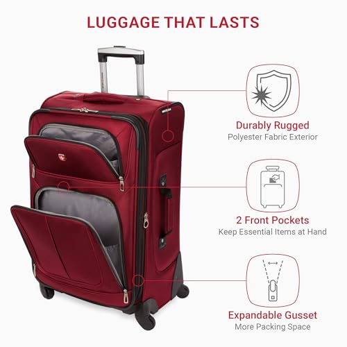 SwissGear Sion Softside Expandable Luggage, Black, Checked-Large 29-Inch