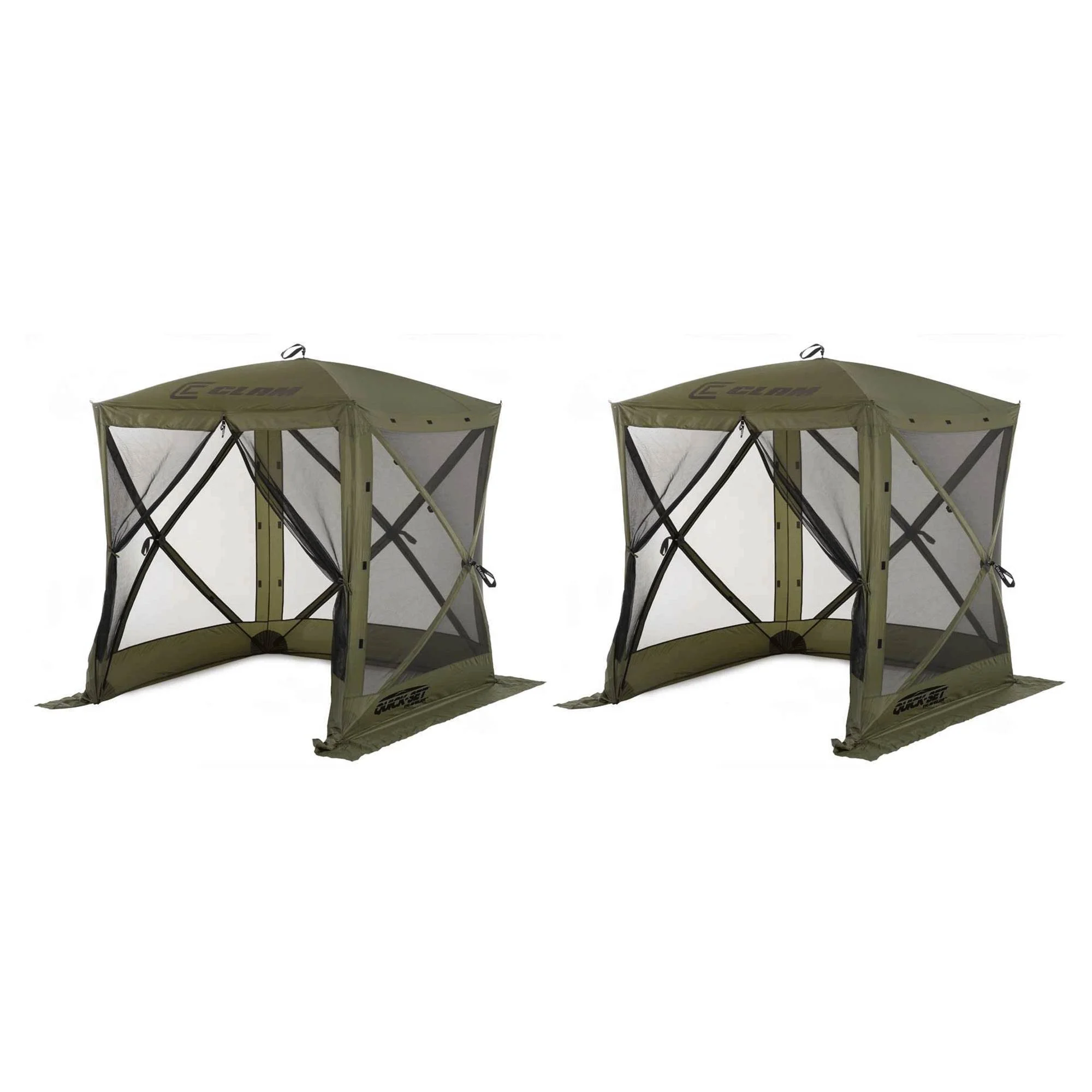 Clam Corporation 6' x 6' Pop-up Green Square Gazebo (2 Pack)