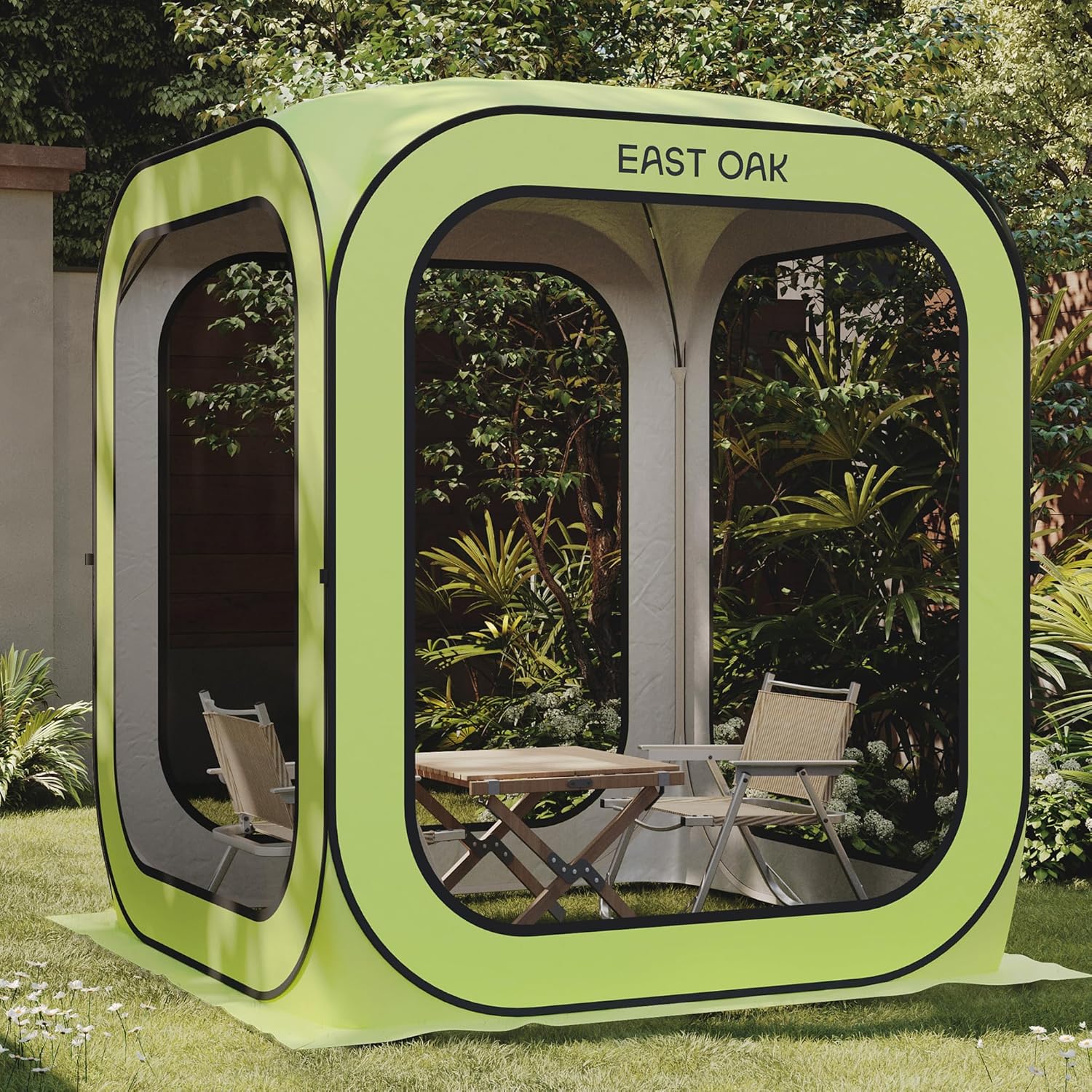 EAST OAK Screen House Tent Pop-Up, Portable Screen Room Canopy Instant Screen Tent 6 x 6 FT with Carry Bag for Patio, Backyard, Deck & Outdoor Activities, Light Green