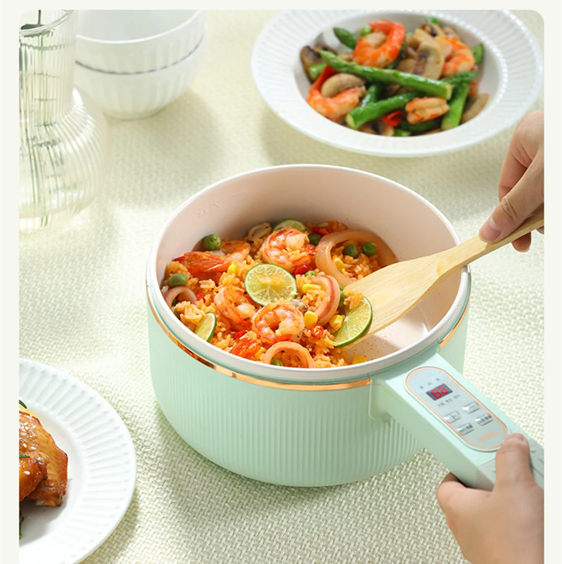 Electric Hot Pot Cooker Steamer 2.0 Multifunctional Non-stick Pan - Dormitory Office Portable Ramen Cooker Steamer Boil Dry Protection