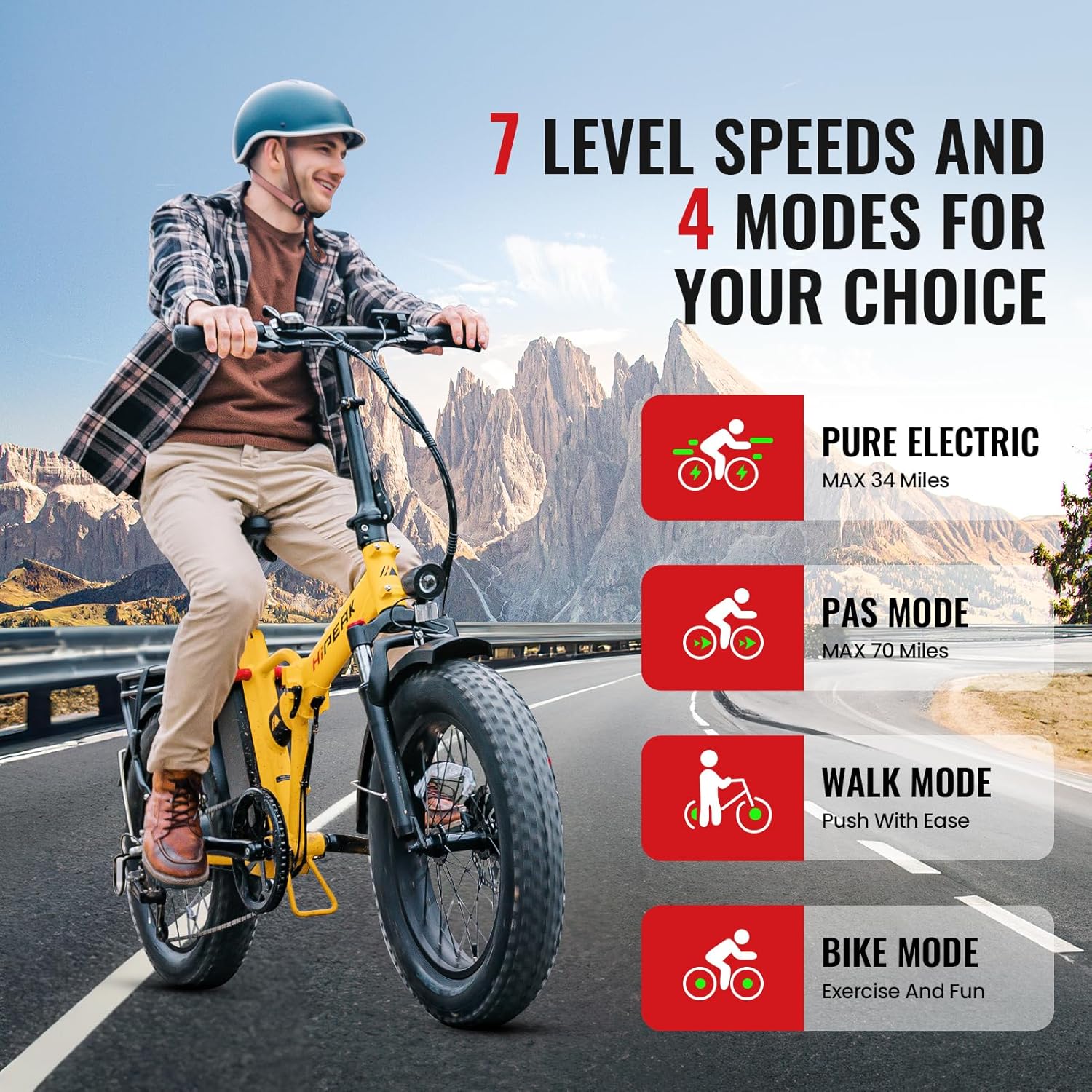 Bona Ebike Foldable Electric Bike for Adults 750W Speeds Up to 25MPH Large 48V 15Ah Removable Battery 20" x 4.0"Fat Tire Electric Bicycle with Front Dual Suspension,UL2849 Certified
