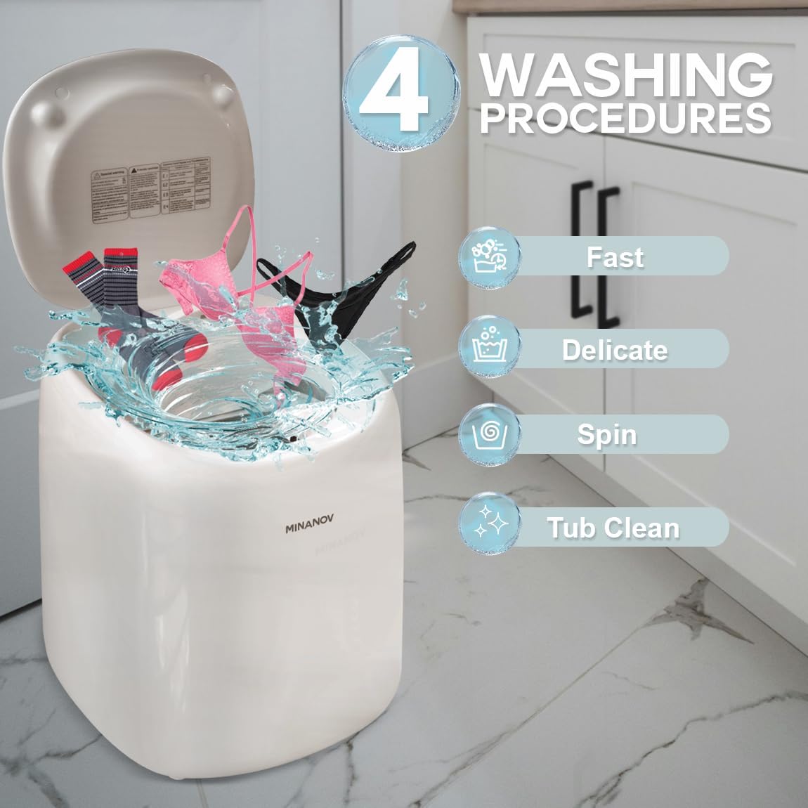 Countertop Washing Machine - Mini Portable Washing Machine Compact Size 2 in 1 Washer and Spin Dryer With Digital Touch Display - Fully Automatic Washing Machine for Dorm, RV, Apartment