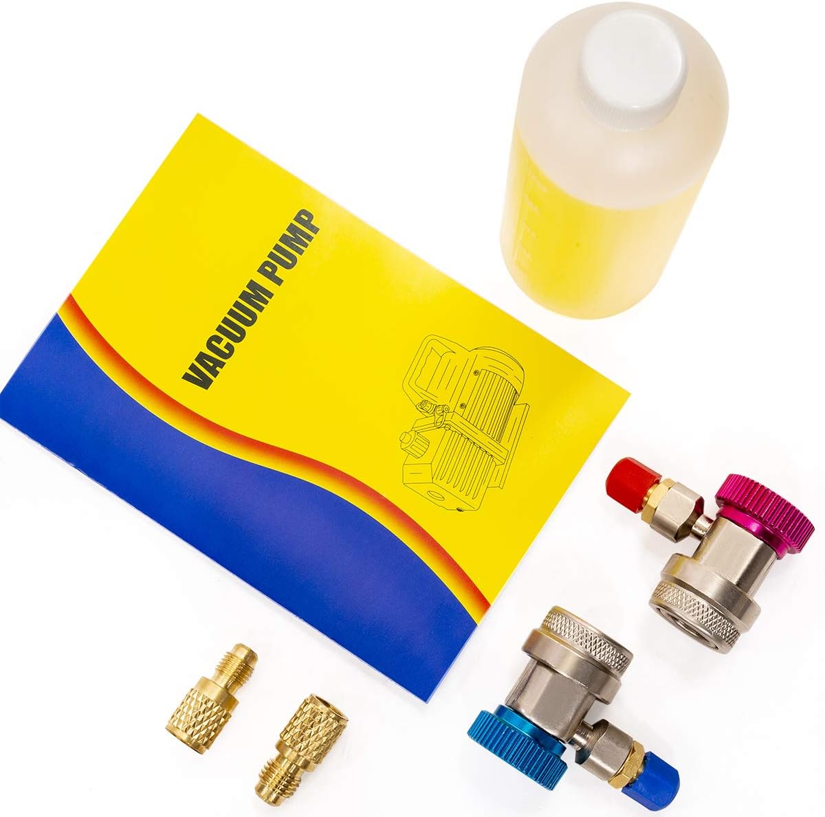XtremepowerUS HVAC Air Vacuum Pump 3CFM 1/4HP (R134a R12 R22 R410a) A/C Refrigeration AC Manifold Gauge R134 Can-Tap Included Carrying Tote