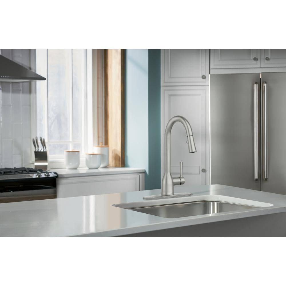 Moen 87233SRS Adler Pull Down Single Handle Kitchen Faucet with Power Clean Finish: Spot Resist Stainless